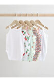 % 100 Pamuklu Beyaz İp Askılı Çilek Desenli 5'li Body Zıbın Set
