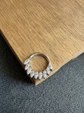 %100 316 L Cerrahi Çelik Markiz Kesim Taşlı Özel Tasarım Kilitli Halka Piercing
