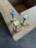 Gerçek G23 Titanium Beyaz Opal Taşlı Titanyum Labret Piercincng 7  mm
