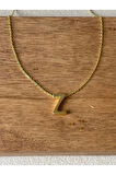 925 Ayar Gümüş Gold Renk Z Harfi Kolye Harfli Kolye 45cm