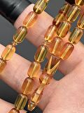 Ateş Kehribar Tesbih Sarı Kapsül Model 7x11mm 33 Tane Sistemli Tane Boşlukları Ayarlanabilir Püskül AK04075.180324
