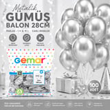 Metalik Gümüş Balon 100'lü