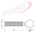 Akdeniz DIN933 M8*60 Mm Galv. Kaplamalı Cıvata 1000 Adet
