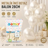 Metalik İnci Beyaz Balon 100'lü