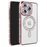 Apple İphone 16 Pro Max Kılıf Joke Simli Magneticsafe Kılıf - Pembe