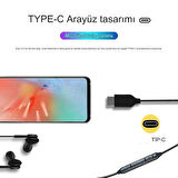 QASUL Xiaomi Galaxy S21 Ultra 5g Ve Galaxy S20 Ultra Uyumlu  TYPE- C Girişli Mikrofonlu Kulaklık Siyah