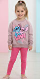 STİTCH KARAKTER BASKILI LOVE YAZILI FİTİLLİ  TAYTLI 2İPLİK MEVSİMLİK KIZ ÇOCUK TAKIMI