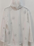 Akşen Giyim Büyük Beden % 100 Pamuk Keten Simli Çiçek Nakışlı 80 cm Basen Kapatan Boyda Kapüşonlu Ceket