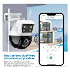  Wifi Ptz Kamera 8mp Çift Ekran  Ip Kamera Dış Mekan Gece Görüşlü Nesne Takip Özellikli FULHD