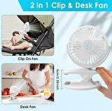 USB Klipsli Masaüstü  Fan 360° Dönen Taşınabilir Puset Klipsli Şarj Edilebilir ,3 hız ayarı  Bebek Arabası, Ev, Ofisyatak odası, yatak odası, çocuk arabası için