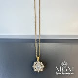 Zirkon Taşlı Zincir Çelik Uç Kısmı Pirinç Kolyeler 40 + 5 Cm Uzatma Payı - Kl0124