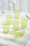 Bardak Altlığı Akrilik Yeşil 6'lı Kısa & Su Meşrubat Kahve Yanı Bardağı 400 ml ( Cam Değildir )