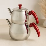 Büyük Aile Çelik Çaydanlık Seti (Üst 1.2L / Alt 2L)