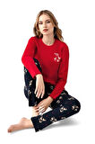 Arnetta %100 Pamuk Geyik Desen Kadın Pijama Takım