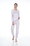 Estiva Desenli Uzun Kol Viskon Bayan Pijama Takım