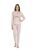 Estiva Desenli Uzun Kol Viskon Bayan Pijama Takım
