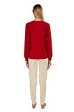Pierre Cardin V Yaka Uzun Kol %100 Pamuk Kadın Pijama Takım