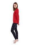 . Sıfır Yaka Bilekli Kışlık Bayan Pijama Takım