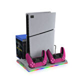 Ps5 Fanlı Şarj Standı- Rgb Işıklı + Soğutma+Kulaklık Tutucu