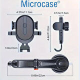 Microcase 360 Derece Döner Araç İçi Torpido Cam Vantuzlu Telefon Tutucu - SİYAH AL4722