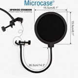 Microcase Profesyonel Ses Emici Masa Tutuculu Hareketli Pop Filtre - SİYAH AL4726