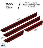 TOGG T10X 2022 Üzeri Krom Kapı Eşiği 4 Kapı Paslanmaz Çelik ABS Çerçeve (Togg Yazılı)