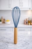 Bambu Saplı Silikon Yumurta Çırıpıcı - Çırpma Teli 24 cm MAVİ
