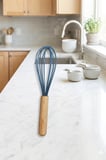 Bambu Saplı Silikon Yumurta Çırıpıcı - Çırpma Teli 24 cm MAVİ