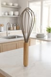 Bambu Saplı Silikon Yumurta Çırıpıcı - Çırpma Teli 24 cm KAHVE