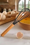 Bambu Saplı Silikon Yumurta Çırıpıcı - Çırpma Teli 24 cm SİYAH