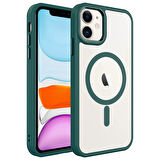 Apple Uyumlu iPhone 11 Kılıf Wireless Şarj Özellikli  Krom M-safe Silikon Kapak
