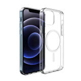 Apple Uyumlu iPhone 11 Kılıf M-safe Şarj Özellikli Şeffaf Sert PC  Embos Kapak