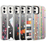 Apple iPhone 12 Kılıf Desenli  Silver Sert Kapak