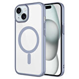 Apple iPhone 15 Kılıf Wireless Şarj Özellikli Sert PC  Mat Riksos M-safe Kapak