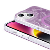 Apple iPhone 13 Kılıf M-safe Şarj Özellikli Fırça Boya Desenli  Palet Kapak