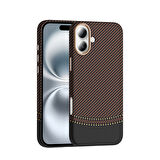 Apple iPhone 16 Plus Kılıf M-safe Şarj Özellikli Karbon Fiber Görünümlü  Gros Kapak