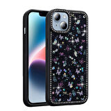 Apple iPhone 13 Kılıf Taşlı ve Simli Tasarım  Azra Kapak