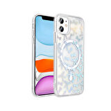 Apple Uyumlu iPhone 11 Kılıf M-Safe Şarj Özellikli Şeffaf  Folk Sert Kapak