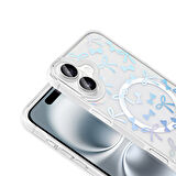 Apple iPhone 16 Plus Kılıf M-Safe Şarj Özellikli Şeffaf  Folk Sert Kapak