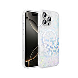 Apple iPhone 16 Pro Max Kılıf M-Safe Şarj Özellikli Şeffaf  Folk Sert Kapak