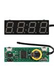 3 Fonksiyonlu Termometre Saat Voltmetre Gösterge Modül Dijital Ekran Display Kırmızı 4 Hane 7 Segmet