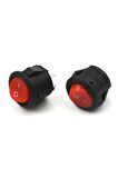 Yuvarlak 2 Pin Anahtar Rocker Switch Mini Buton Kırmızı Aç Kapa