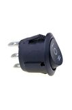Yuvarlak 3 Pin Anahtar Rocker Switch Mini Buton Siyah 3 Durumlu