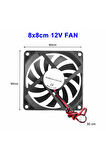 Dc 12v Fan 80x80mm 8x8cm Sessiz 2 Pin Fırçasız Soğutucu Kuluçka