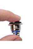 16mm Metal Panel Montaj Yuvarlak Kafa Push Buton No Dc 6a 12v Ac 3a 250v Ip67 Su Geçirmez Düğme
