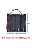 18650 2 Tel 4lü Pil Kutusu Paralel 4 Adet 3.7v Paralel Lityum Lion Batarya Yuvası