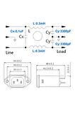 Cw1d-10a-t Ac 250v 10a C14 Erkek Soket Emı Filtreli Hat Şebeke Emc Rfı Gürültü Bastırıcı Azaltıcı