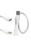 Metal Usb Type A Soketli Uzatma Kablosu Kıvrılabilir Hortum Kordon 25cm Masa Lambası Led