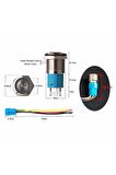 16mm Ledli Kablolu Latch Tip Metal Button 12v 16mm 1no 1nc Spdt On Off Su Geçirmez Paslanmaz Çelik