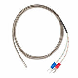 K Type Thermocouple 1 Metre Silindir Tip Başlık Sıcaklık Isı Sensörü 0C / 800C Paslanmaz Çelik Prob